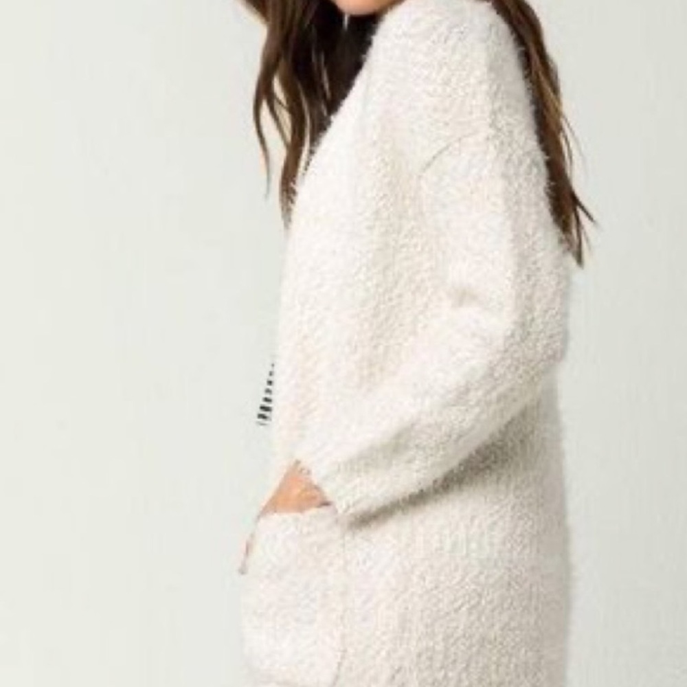 Rip Curl Snow Drify Fuzzy Boucle Cardigan Sweater Open Teddy Knit Size Small - Picture 3 of 12